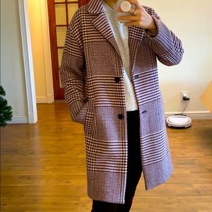 NWOT winter checked wool coat